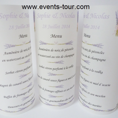 Menu photophore lavande