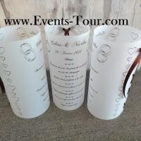 Menu photophore mariage champetre naturel coeur alliances