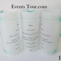 Menu photophore mariage coeur mint