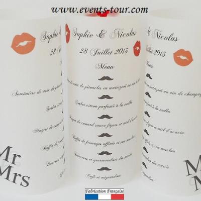 Menu photophore mariage mr et mrs