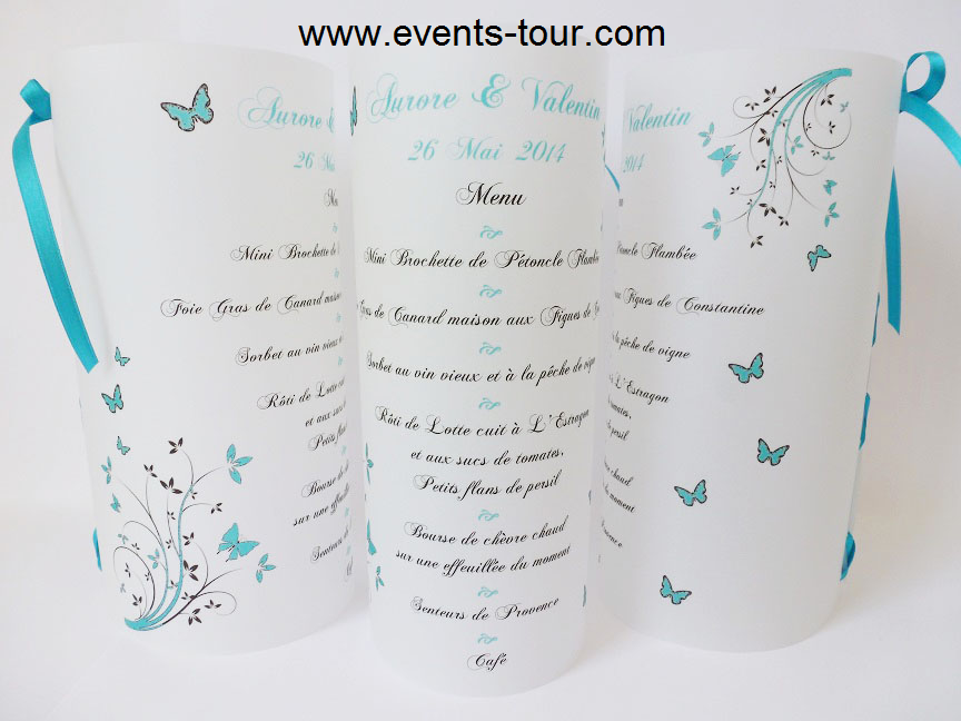 Photophore mariage avec menu - Champêtre Bougie LED Sans bougie LED