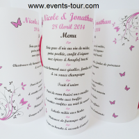 Menu photophore papillon fuchsia