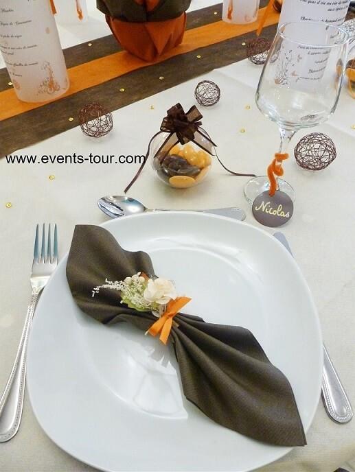 Menu photophore papillon orange et chocolat