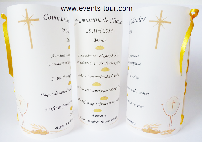 Menu photophore communion