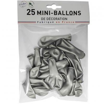 Mini ballon latex naturel biodegradable 15cm argent metallique