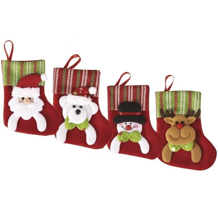 Mini chaussette botte de noel pere noel renne cerf ours bonhomme de neige