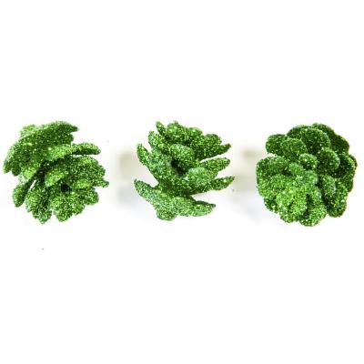 Mini pomme de pin pailletee vert fonce