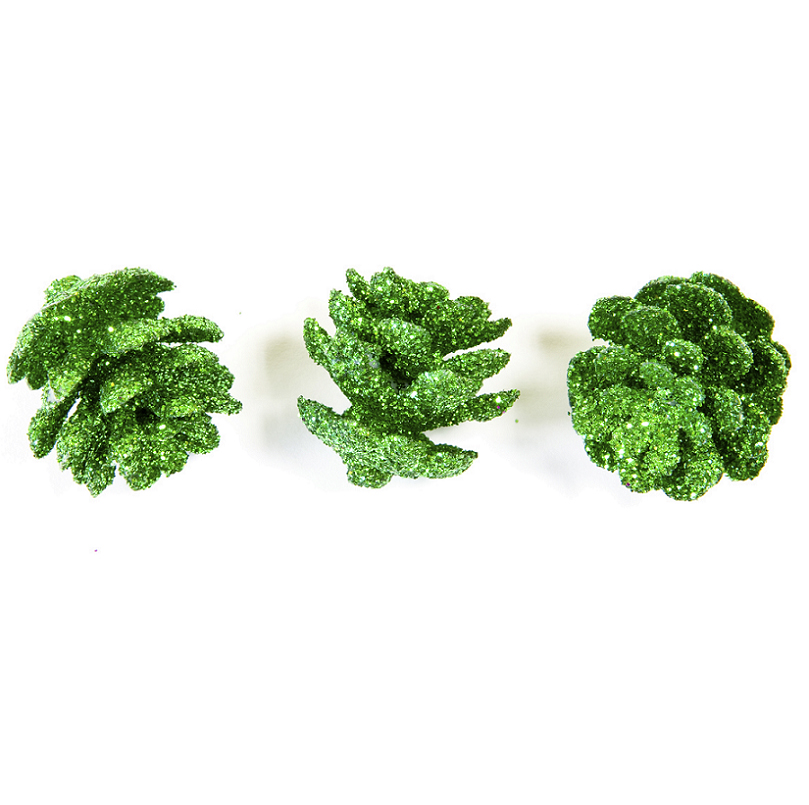 Mini pomme de pin pailletee vert fonce
