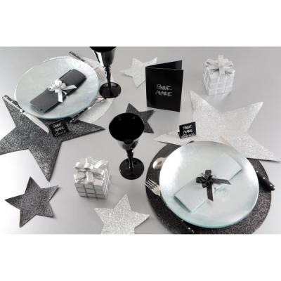 2 mini sets de table etoile noir paillete