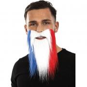 Moustache et barbe supporters France tricolore bleu, blanc et rouge (x1) REF/18181