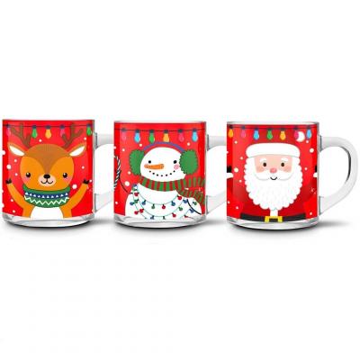 1 Mug de Noël transparent en verre avec motif REF/VDD100 Modèle aléatoire