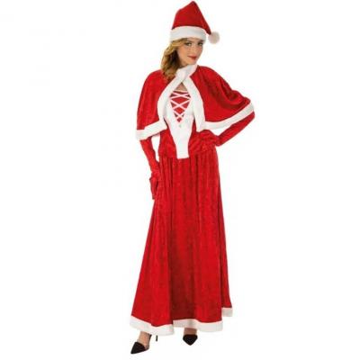Costume Mère Noël taille L en Velours REF/N1003 (Déguisement adulte femme)