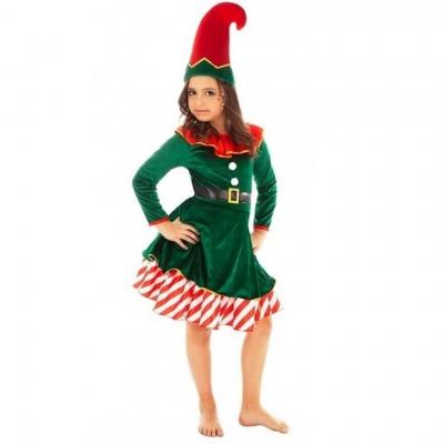 Costume Dame Lutin 5/6 ans (116cm) REF/N1020 (Déguisement enfant fille Noël)
