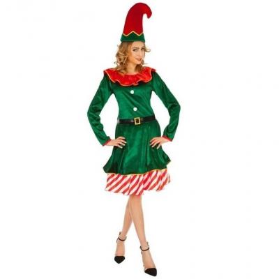 Costume Dame Lutin taille M (38-40) REF/N1020 (Déguisement adulte femme de Noël)