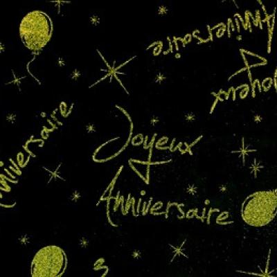 Nappe joyeux anniversaire pailletée: Vert et noir (x1) REF/4760