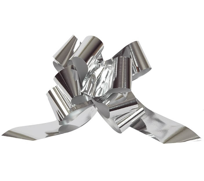 Noeud automatique argent metallique pour decoration 50mm