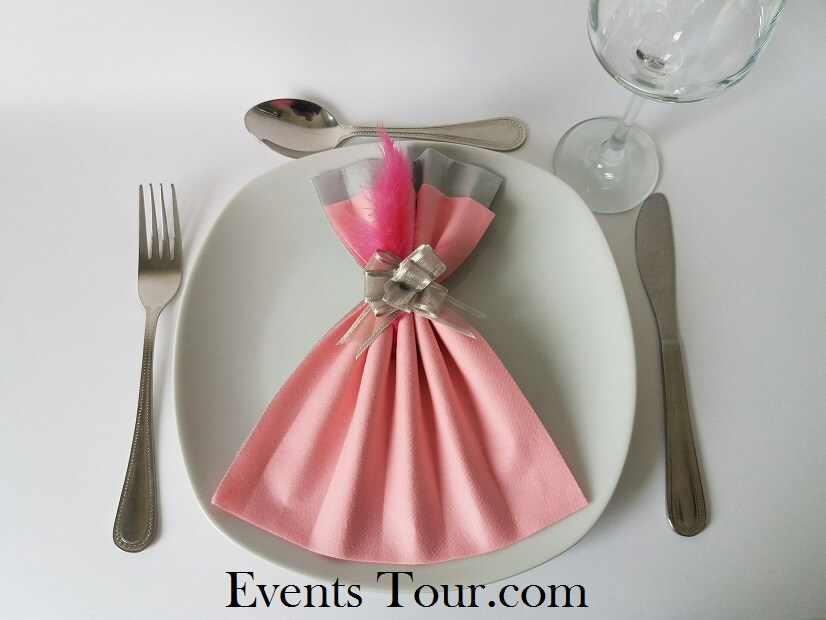 Noeud automatique argent pour decoration de table