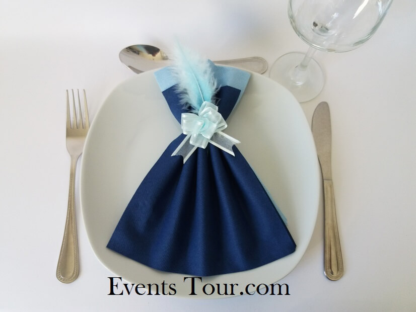 Noeud automatique bleu ciel pour decoration serviette