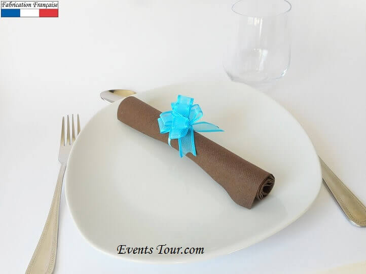 Noeud automatique bleu turquoise pour decoration serviette