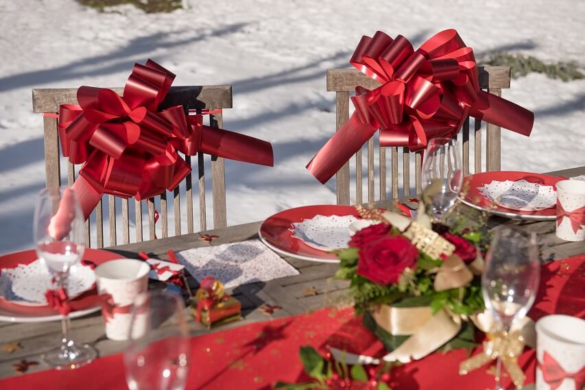 Nœud géant rouge pour décoration voiture mariage