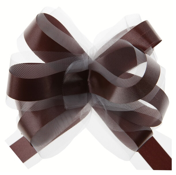 Noeud decoratif voiture en tulle chocolat