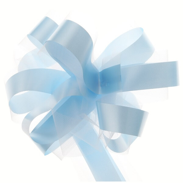 Noeud voiture en tulle bleu ciel