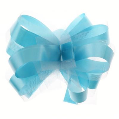 Noeud automatique tulle bleu turquoise (x5) REF/70178