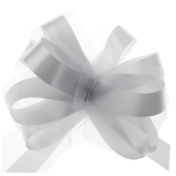 Noeud voiture en tulle gris