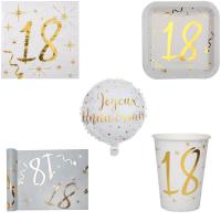 Pack anniversaire 18ans blanc et or