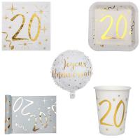 Pack anniversaire 20ans blanc et or