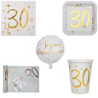 Pack anniversaire 30ans blanc et or