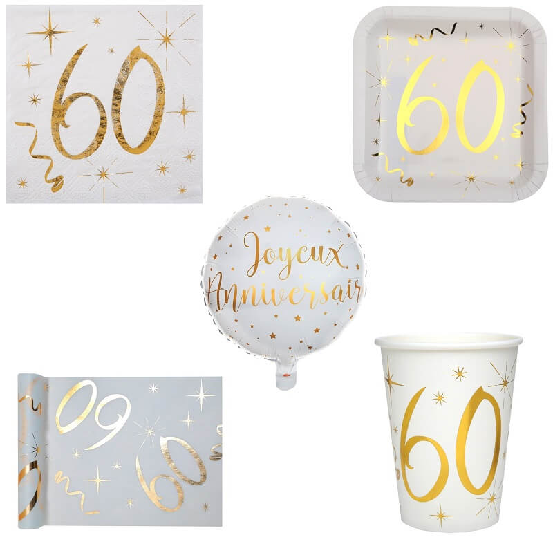 Des 60 ans aux couleurs festives  Décoration de table anniversaire 60 ans,  Decoration table anniversaire, Table anniversaire