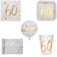 Pack anniversaire 60ans blanc et or