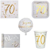 Pack anniversaire 70ans blanc et or