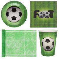 Pack anniversaire foot vert avec gobelet serviette chemin et assiette