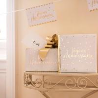 Pack joyeux anniversaire livre et urne blanc et or