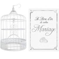 Pack mariage tirelire et livre d or blanc et argent