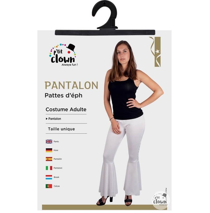 Pantalon blanc disco femme pattes d eph