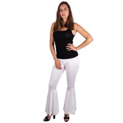 Pantalon blanc Disco pour Femme taille unique extensible avec pattes d'éph REF/17114