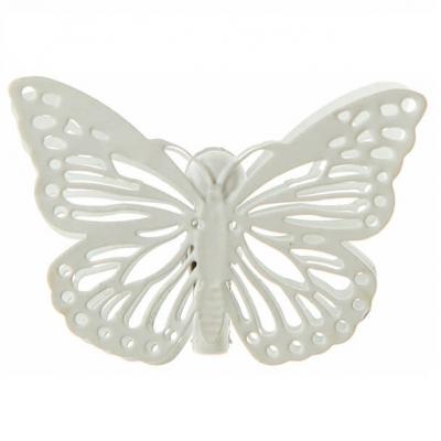 Papillon ivoire sur pince métal (x4) REF/3881