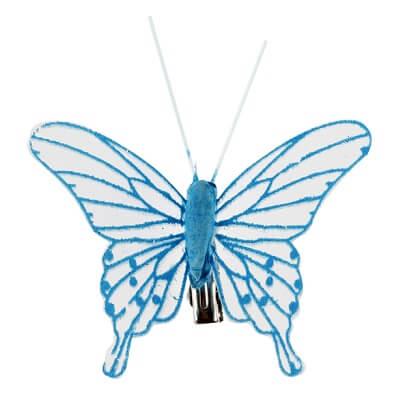 Papillon transparent bleu turquoise (x4) REF/5311