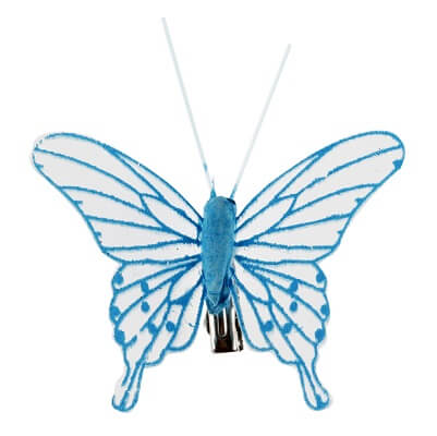 Papillon transparent bleu turquoise