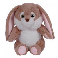 Peluche lapin assis 24cm blanc marron