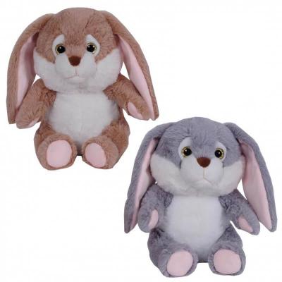 Peluche animal Bozami Lapin de 24cm Marron/Gris et blanc (x1) REF/PDU203