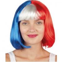 Perruque cabaret tricolore france bleu blanc et rouge