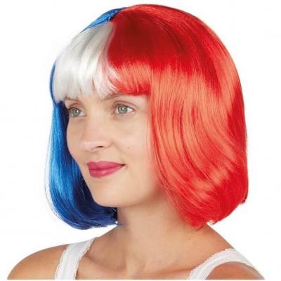 Perruque cabaret tricolore france bleu blanc et rouge