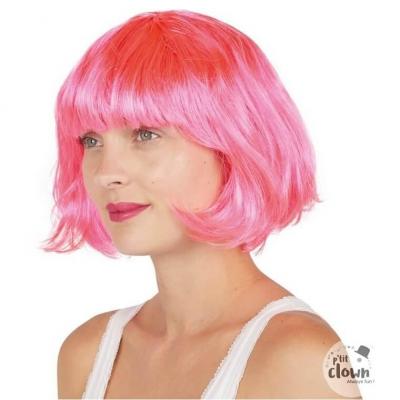 Perruque carree cabaret rose
