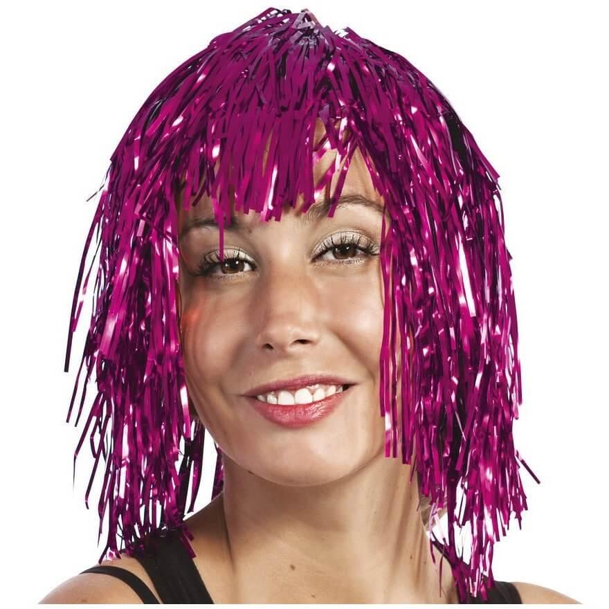 Perruque disco rose fuchsia adulte