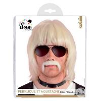 Perruque et moustache blong style biker