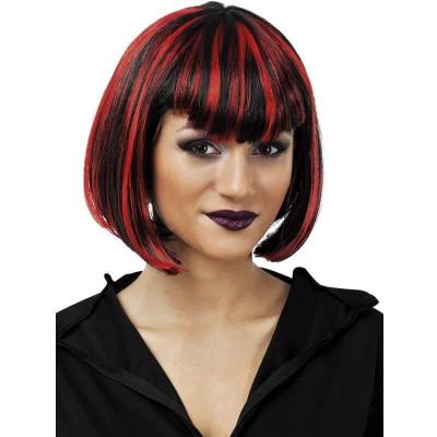 Perruque d'Halloween adulte en Vampiresse noir et rouge (x1) REF/68999